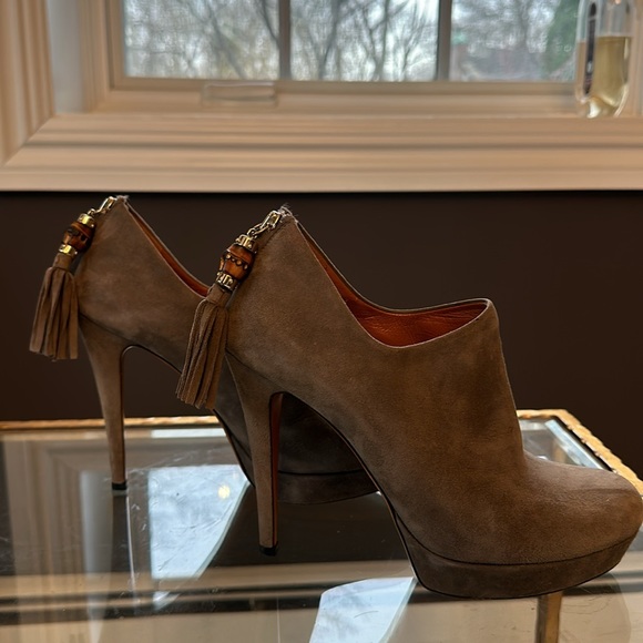 Gucci Grey Suede Bamboo Tassle Platform Size EU 38 - Picture 6 of 6